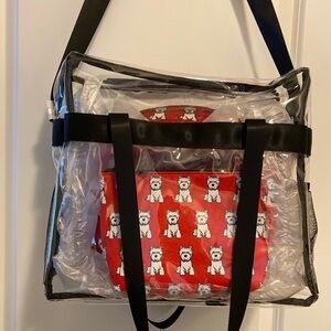 Marc Tetro Travel Set Clear Bag Neck Pillow Coin Purse Makeup Bag Westin NWT